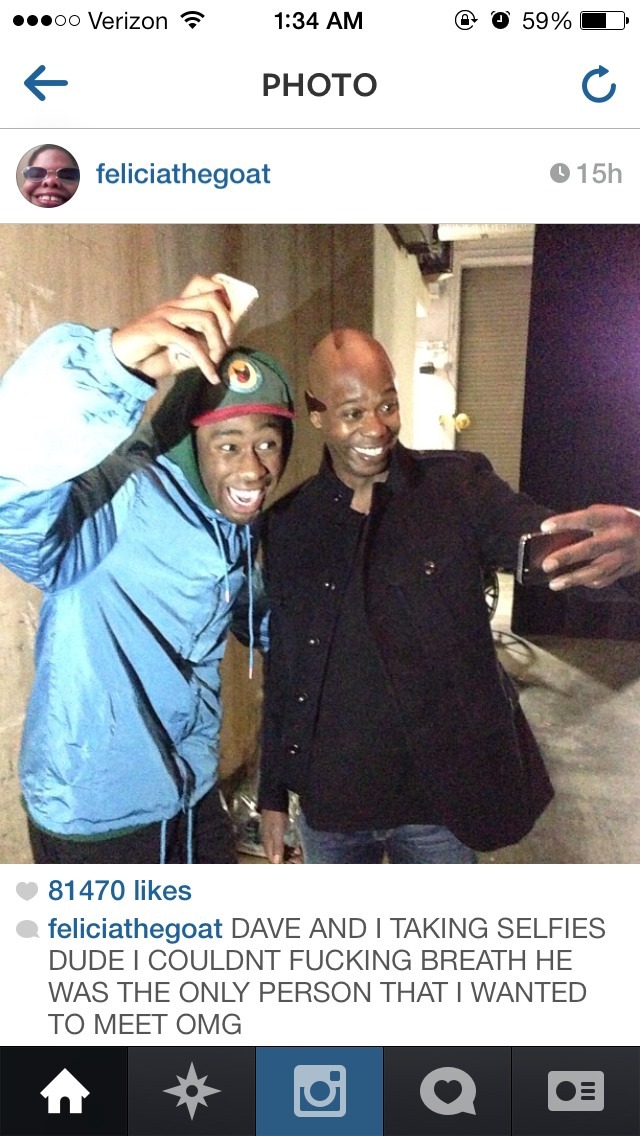 buttcheekpalmkang:  steezy-motherfucker:  Tyler x Dave Chappelle  Dave looks like