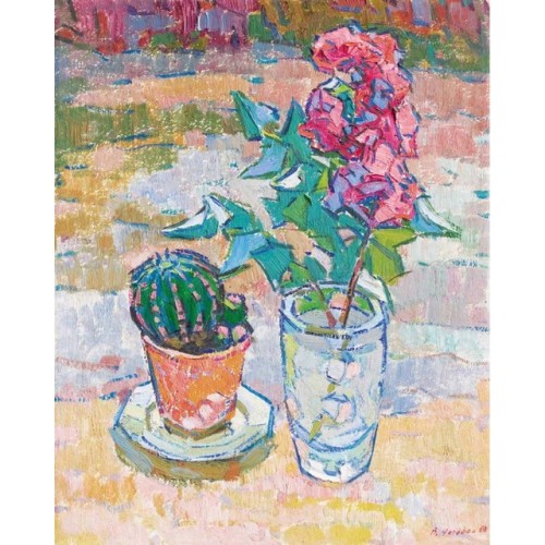 cactus-in-art:Vasyl Chegodar (Ukrainian, 1918 - 1989)Still Life with cactus, 1969