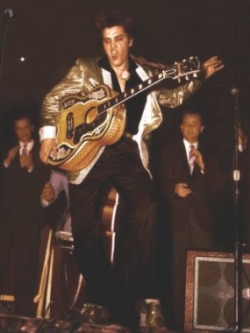 ilovetheking-elvispresley:  Random photo’s of Elvis with his gold suit :) 