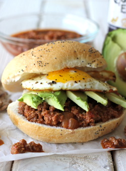 do-not-touch-my-food:  Sloppy Joes with Avocado and Fried Egg 