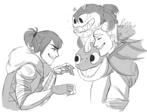 offtide:  I hit a serious art block this week, so!   HTTYD AU sketches.  