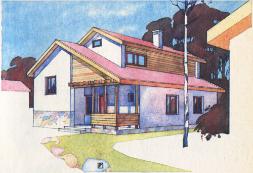 vintagehomeplans: USSR (Latvia), 1989: 143-000-409.13.86A split-level house with living room, kitche