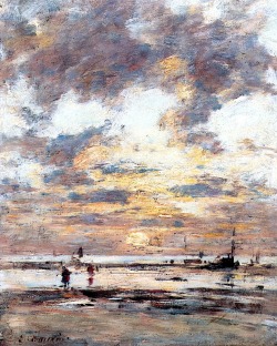 bofransson:  Near Trouville, Low Tide, Sunset Eugène-Louis Boudin - circa 1885-1890 