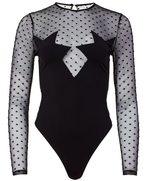 Fleur du Mal | Dotty Star Bodysuit • in sheer dot embroidered mesh + star shaped bodice