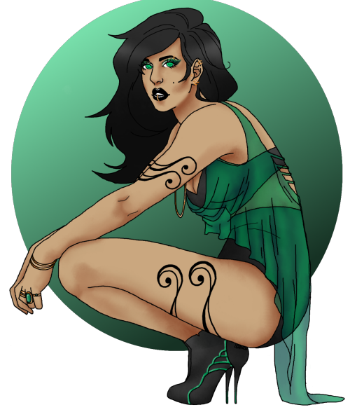 askthestargazers:  curtisgrahamcracker:  I am uplodaing all of them because I am so proud of myself! ;//w//;I based my Porrim from askthestargazers’s Porrim (and the colors)I put green on the tip of the heels, the tank top is transparent green, the