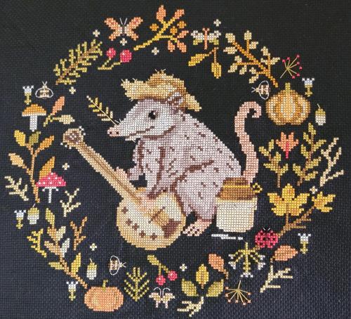 crossstitchworld:  My little yeehaw possum is finally done! Pattern by MamaWitchXStitch, whose whole store of patterns I want to stitch one day. by  rabbitheart99