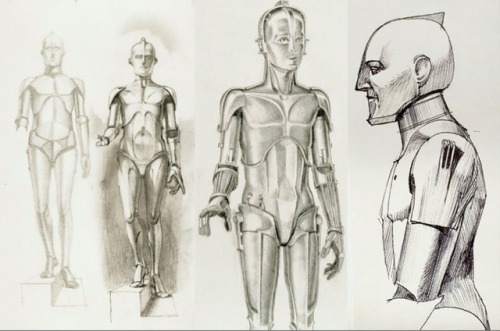 C-3PO design sketches by Ralph McQuarrie. For Star Wars (1977), of course.