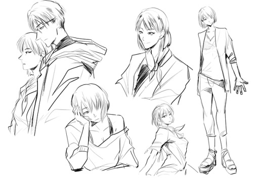 OCs again with new inking brush (first 2 were made in 2017).. and.. full body drawing :’)Last 