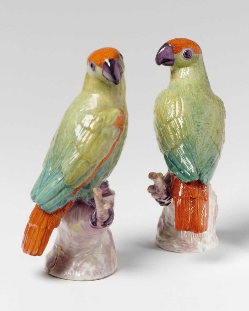 Perching parrots, 1765 - 66. KPM Berlin. The models probably made by Pedrozzi. Via Lempertz