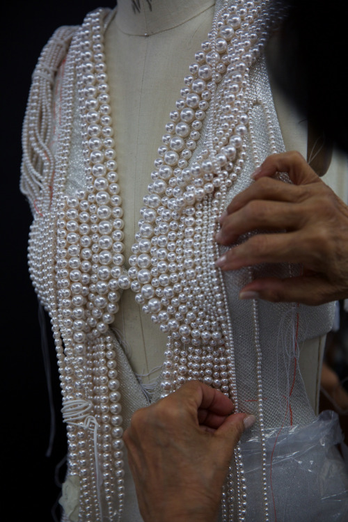 the creation of Lupita&rsquo;s Crystallized white tears dress worn at the 87th Annual Academy Aw