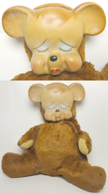 vintagetoyarchive: KNICKERBOCKER: 1959 POUTING BEAR Rubber Face Plush Doll Sad Bear! I grew up with 