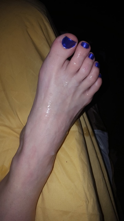 I couldn&rsquo;t resist touching up her sleeping purple toes last night.please comment