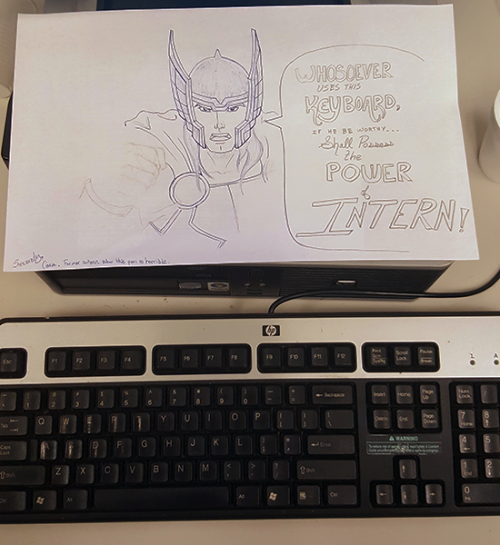 on my way out I speed-doodled a thing for the next intern who has to use this ancient relic of a com