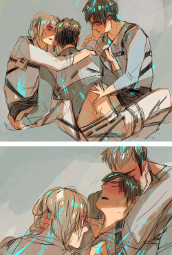 fridaynightxylene:  armin/eren/jean