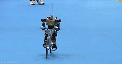 sci-universe:Technology at its cutest — The Bipedal Cycling RobotIn 2011, robot creator Masahiko Yam