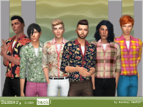 wistfulpoltergeist:Male top (shirt with vivid patterns + white t-shirt). Base game, all LOD’s, conta