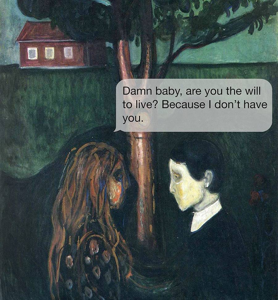 culturenlifestyle:  Existential Text Messages are Juxtaposed Against Classical Paintings