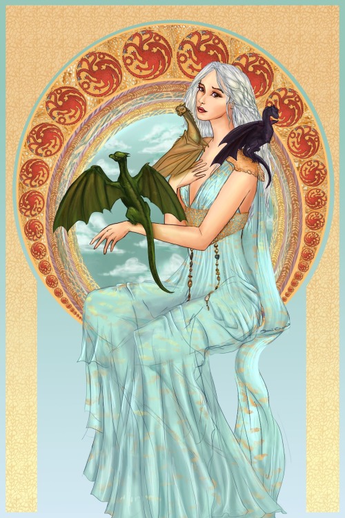 galleryofthrones:  Art Nouveau Daenerys by Demi Chen (Click here for Art Prints!) 