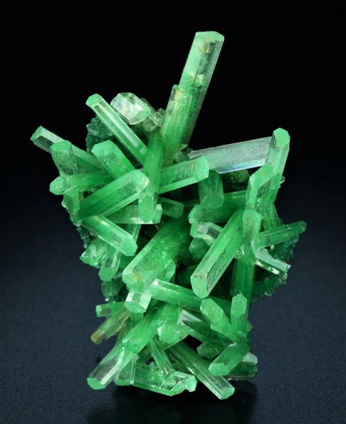 Gypsum - Lubin Mine, Lubin District, Lower Silesia, PolandGreen color is due to Herbertsmithite and 