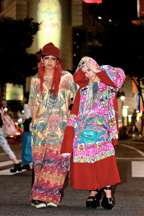 Japanese designer Shouhei &amp; model Hirari Ikeda wearing fashion from the debut collection of 