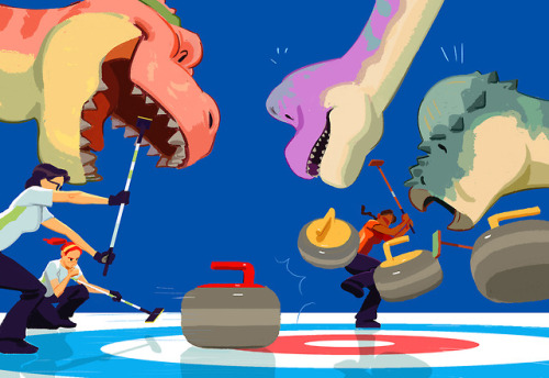 Dino Curling, version two! Please enjoy~ :)