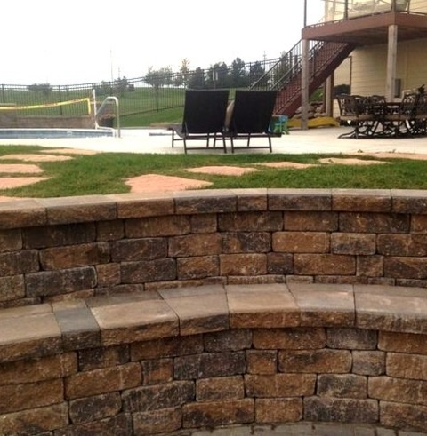 Omaha Fire PitInspiration For A Mid-sized Traditional Full Sun Backyard Brick Landscaping With A Fire