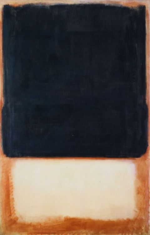 dailyrothko:Mark Rothko, No. 7 (Dark Over Light), 1954(A better, somewhat bluer scan replaces our or