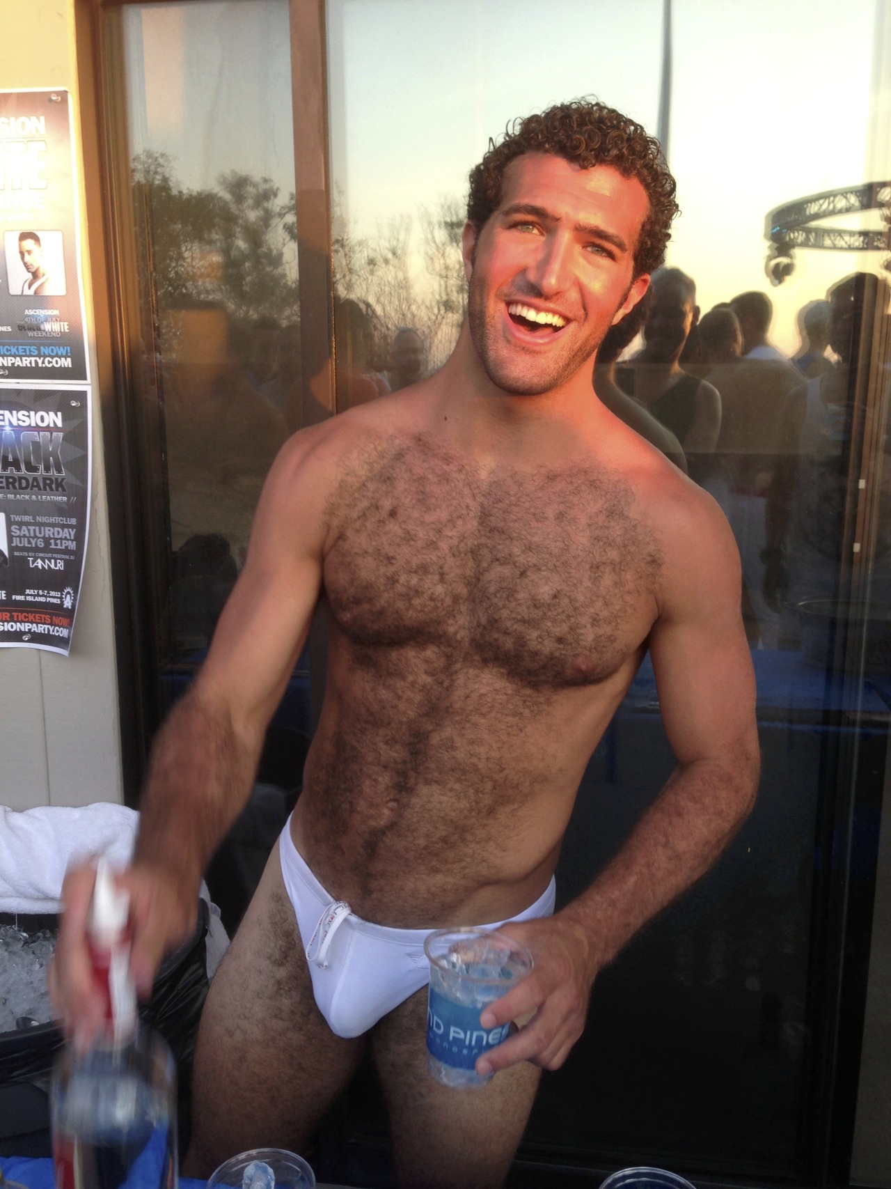 hardinmyspeedos:  nychotguys:  Hot bartender at the Ascension Beach Party - Fire