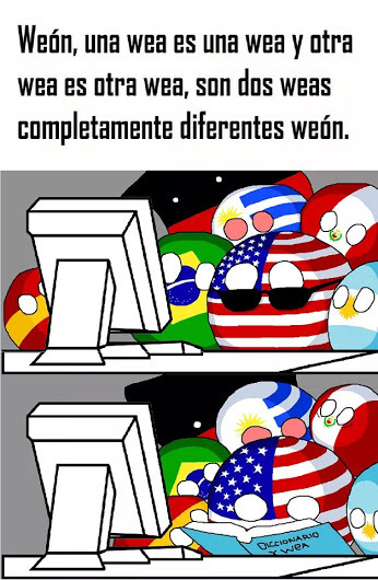 pipa-zevezda:  El idioma de mi país es complejo, entenderlo es hermoso y usarlo correctamente es un arte. No cualquiera sabe como conjugar bien “weon” Ok no. Chile lovers <3 