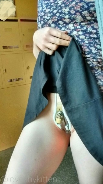 loveshykitten: No bra ✔ Commando ✔ Chastity belt ✔  Buttplug ✔
