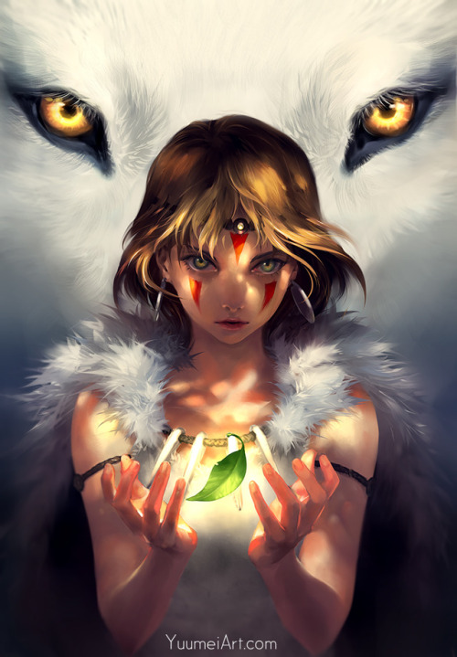 yuumei-art: “To see with eyes unclouded by hate.”  Another old Miyazki fanart for his Princess Mononoke, though I’ve been itching to make some new fanart lately. His creations always have the right balance of imagination and reality. 