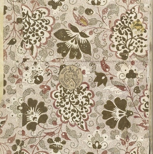 This scrumptious floral #endpaper is part of the 18th-century #vellum binding of a 14th-century manu