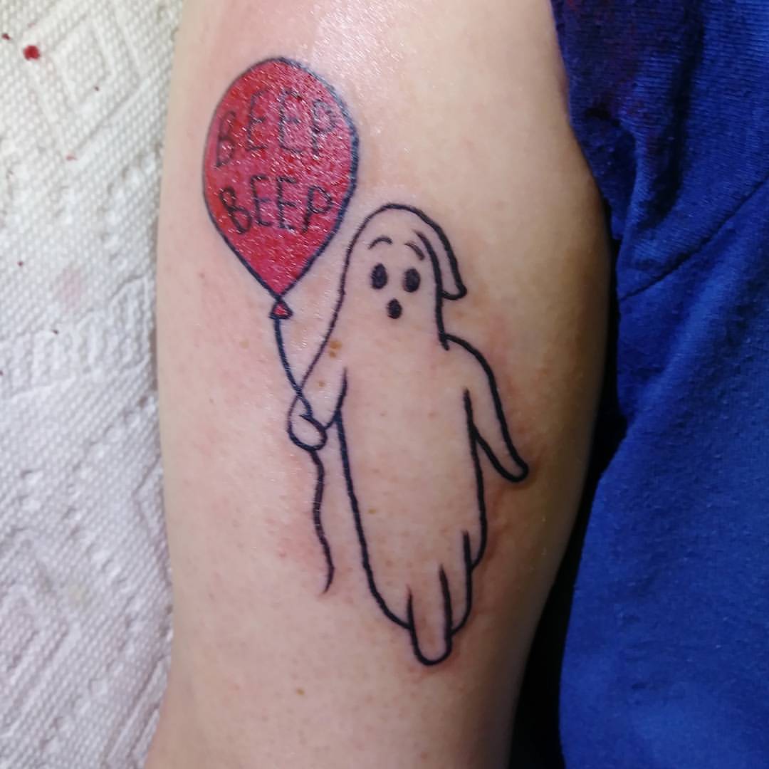 Recent tattoo.    #ink #tattoos #chelsea #boston  #ravenseyeink #tattoo #ghost #balloon