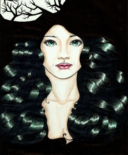 jen7waters: friendlymushroomcloud: Sorcha of Sevenwaters (Fanart) Colored pencil and pen. OH MY GOD 