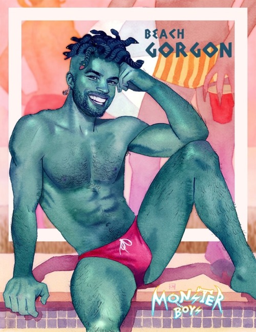 Did A Little Pinup Of Stephen McDermotts Beach Gorgon For His New Summer Line Of Enamel Pin Monster Boys.