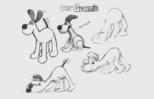 talesfromweirdland:Early designs and sketches of Wallace and Gromit by their creator, Nick Park.On m