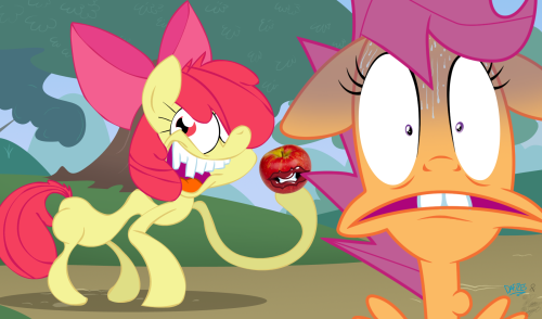 “HEYA SCOOPAPOO, WOULDJA TAKE-A LOOK AT DIS PURDY LI'L APPLE I JUS FOUND? IT’S BOOTYFUL!” Me and my good bud Daftles over on DeviantArt decided that we needed to collaborate on another pony project, so he slammed down half a bottle of