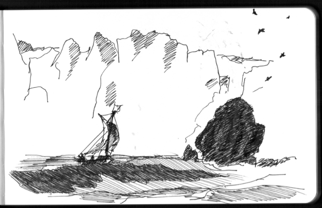 romainshtz:  Un bateau Ottring sous la montagne Les Sept Soeurs
