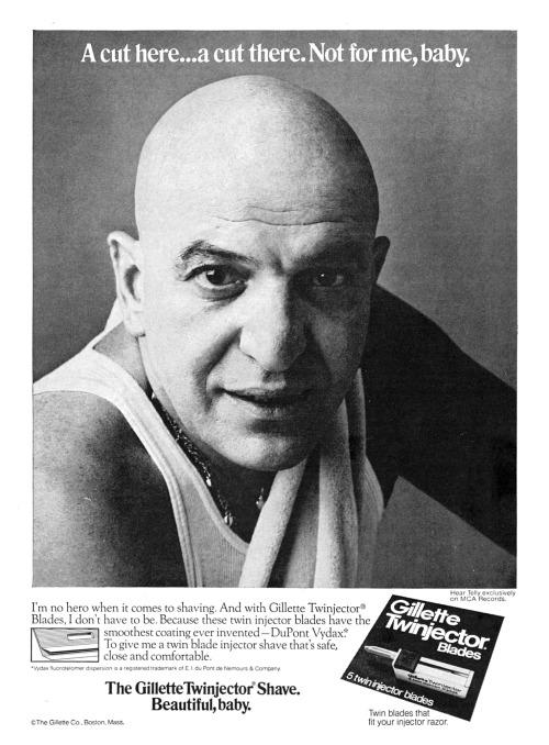 gameraboy:Telly Savalas for the Gillette Twinjector, 1976 ad