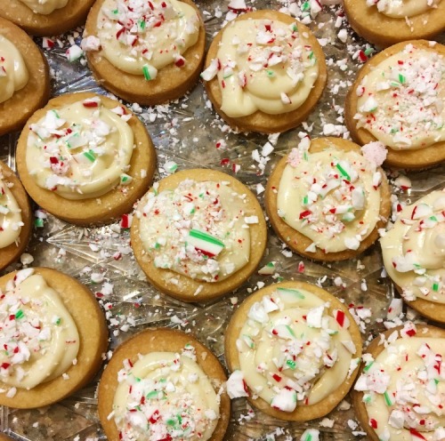 Vegan Holiday Shortbread Cookies w/ Peppermint “Cream Cheese” FrostingUgh, vegan people, am I right?