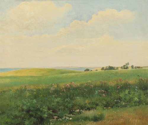 laclefdescoeurs:Summer landscape with rolling fields, 1890, Carl Frederic Aagaard