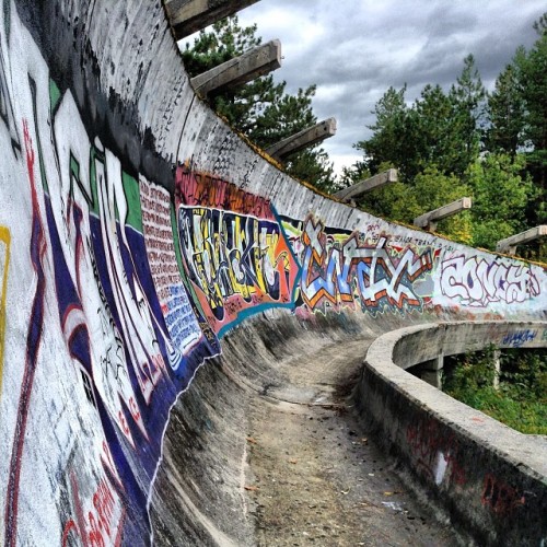 instagram:  Exploring Sarajevo’s Abandoned Olympic Park  To see more photos and videos of Sarajevo’s Olympic bobsled and luge track, explore the Olimpijski Bob Staza and Trebević location pages.  Stark against the dense forests of Trebević mountain