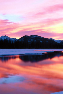 tulipnight:  Frozen Vermillion Lakes by karol_tc