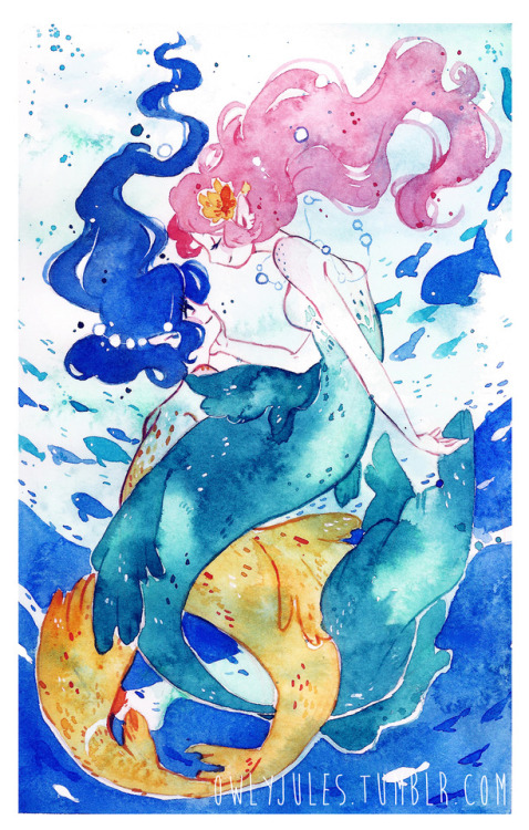 owlyjules:Tiny Mermaids girlfriends for mermay!:D this will be used for a tiny watercolor tutorial I