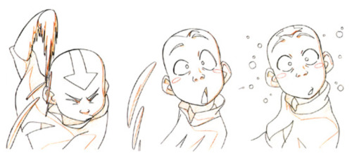 benditlikekorra:   MD: Aang’s look was always influenced by the particular styles of the individual storyboard artists and animators who drew him. These drawings, from “The Fortuneteller,” showcase one of our favorite interpretations of Aang. Key