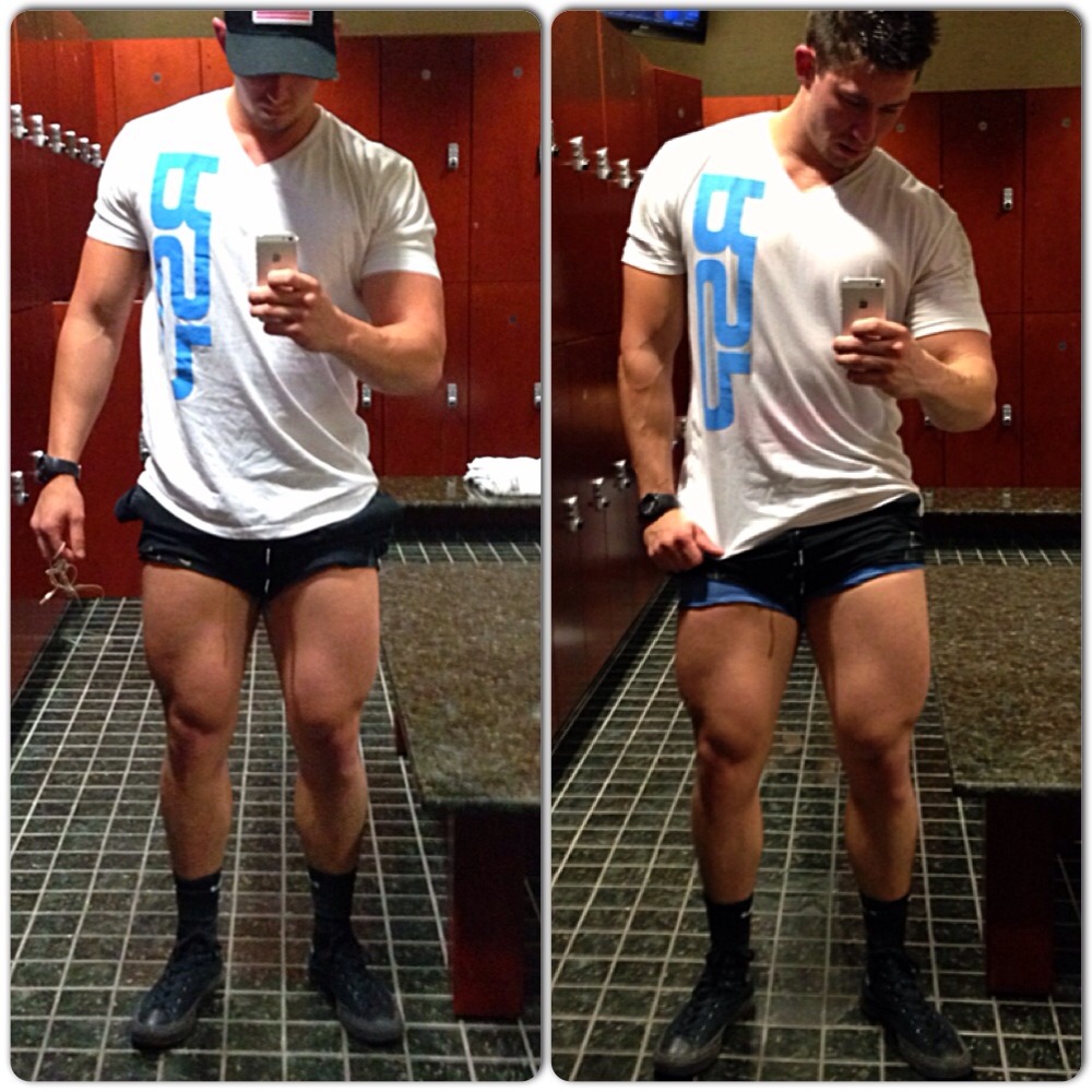 Leg day. Focused on front squats today. Left is before the workout. Right is after.