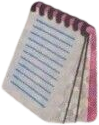 sticker of a pink notepad with white pages.