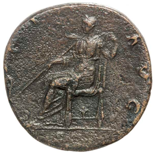 honorthegods:Goddess Ops, reverse of a brass sestertius of Antoninus Pius, 2nd century CE. Image sou