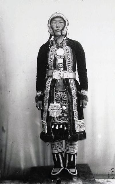 Tungus girl in fancy dress, Siberia, by Waldemar Jochelson during the Jesup north pacific expedition