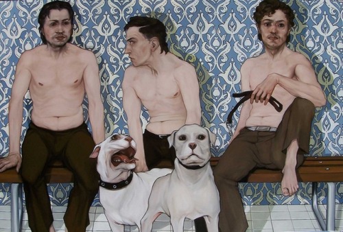 androphilia:  Locker Room by Biljana Đurđević, 2007 Oil paint on canvas55 1⁄8 × 80 45⁄64 in / 140 × 205 cm 